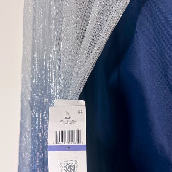 NWT SLNY WOMENS METALLIC CAPE MINI TWO PIECE DRESS navy silver size 18 N… - Picture 12 of 14